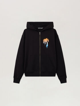 PALM ANGELS I Love Pa Zipped Hoodie BLACK WHITE PMBE029S26FLE001