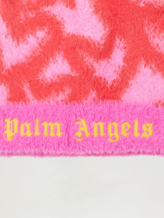 PALM ANGELS Pa Spray Hearts Knit Beanie ROSE PINK - OCHER YELLOW PGLC006F25KNI002