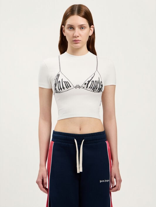 Palm Bra Baby T-Shirt PALM ANGELS Palm Bra Baby T-Shirt OFF WHITE BLACK PWAA077S26JER002