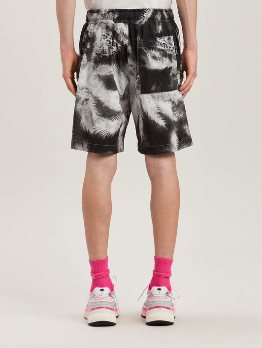 PALM ANGELS  Bluprint Palms shorts BLACK - OFF WHITE PMCB058S25FAB002