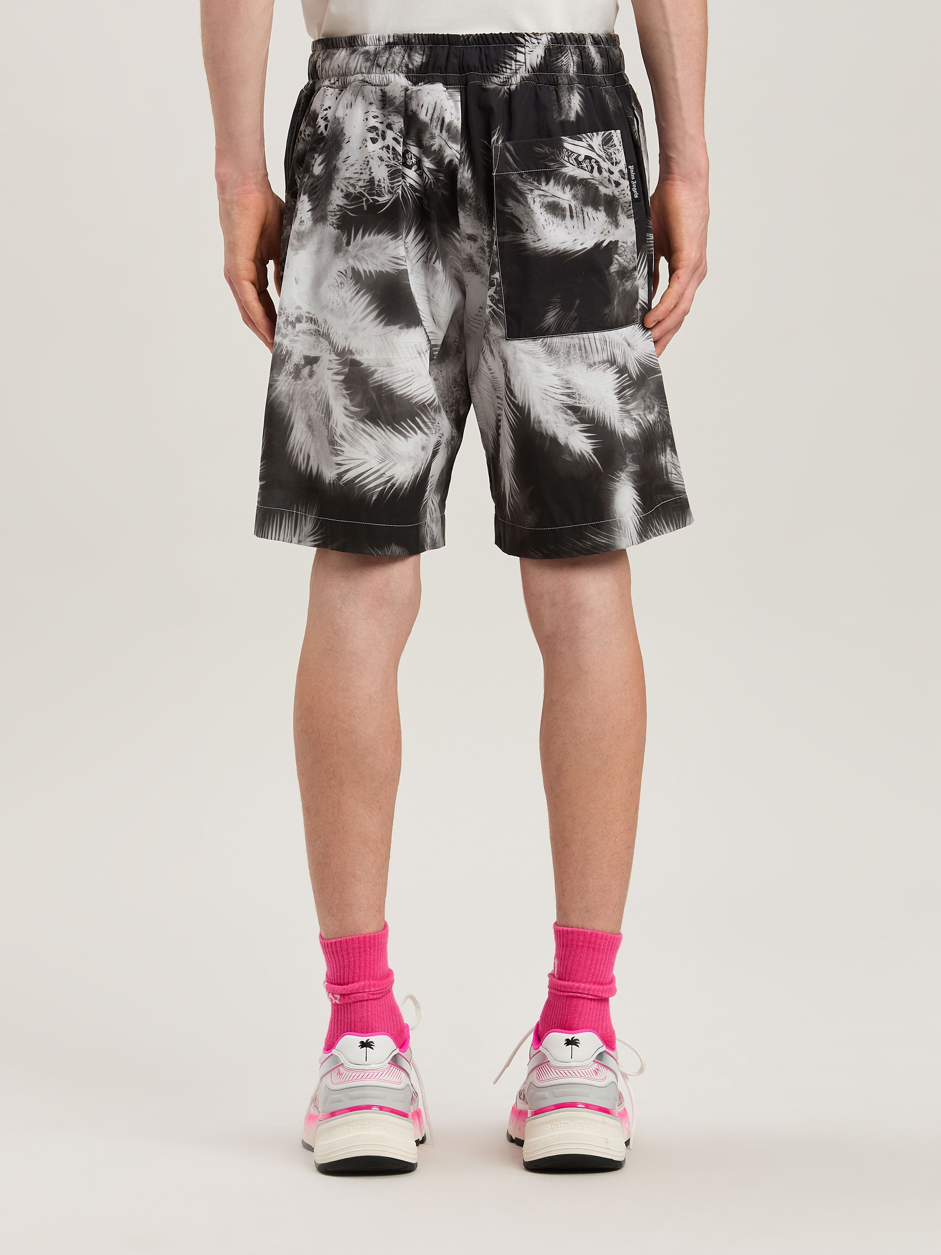 PALM ANGELS  Bluprint Palms shorts BLACK - OFF WHITE PMCB058S25FAB002