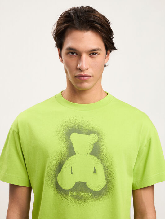 PALM ANGELS Spray Bear T-Shirt LIME MILITARY GREEN PMAA109S26JER001