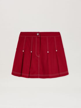PALM ANGELS  Pleated Mini Skirt BROWN - DARK BROWN PWJA035S25LEA001