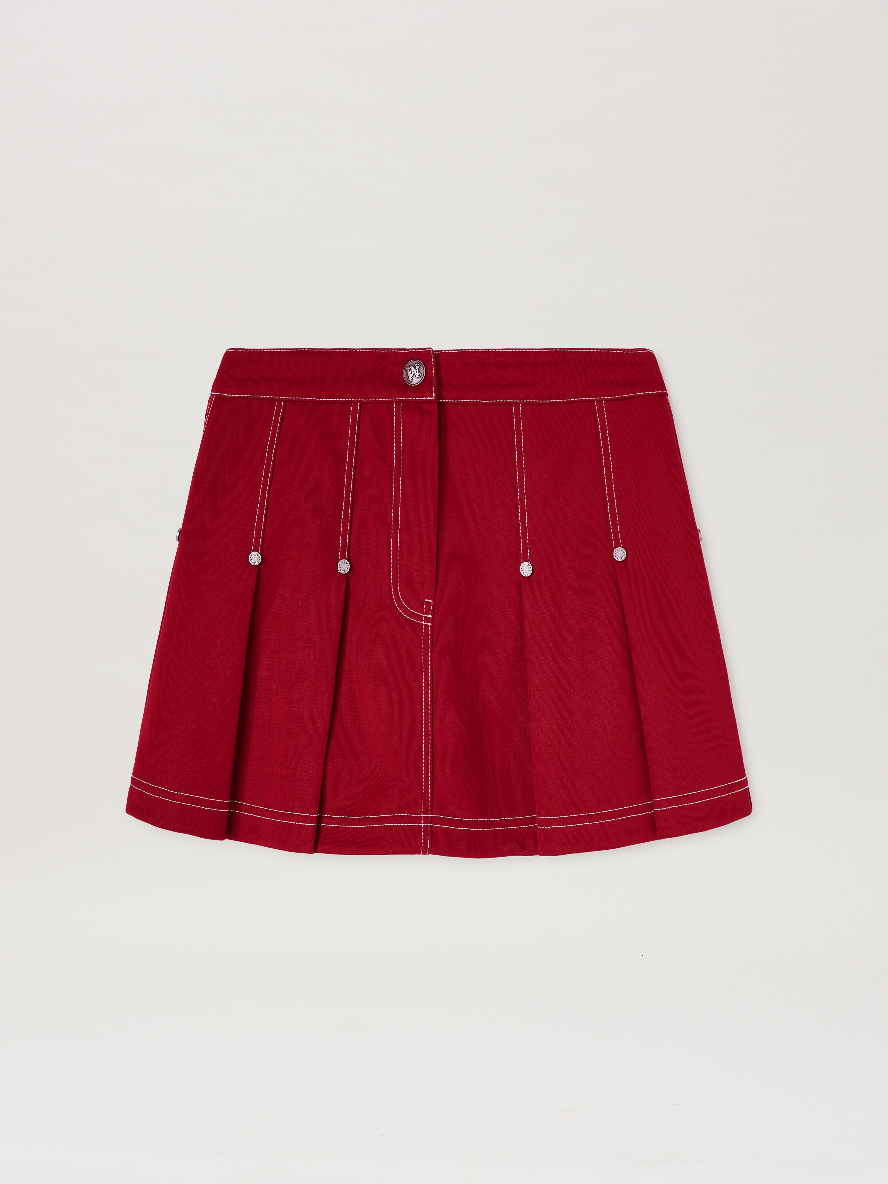 PALM ANGELS  Pleated Mini Skirt RED - RED PWCC085S25FAB001