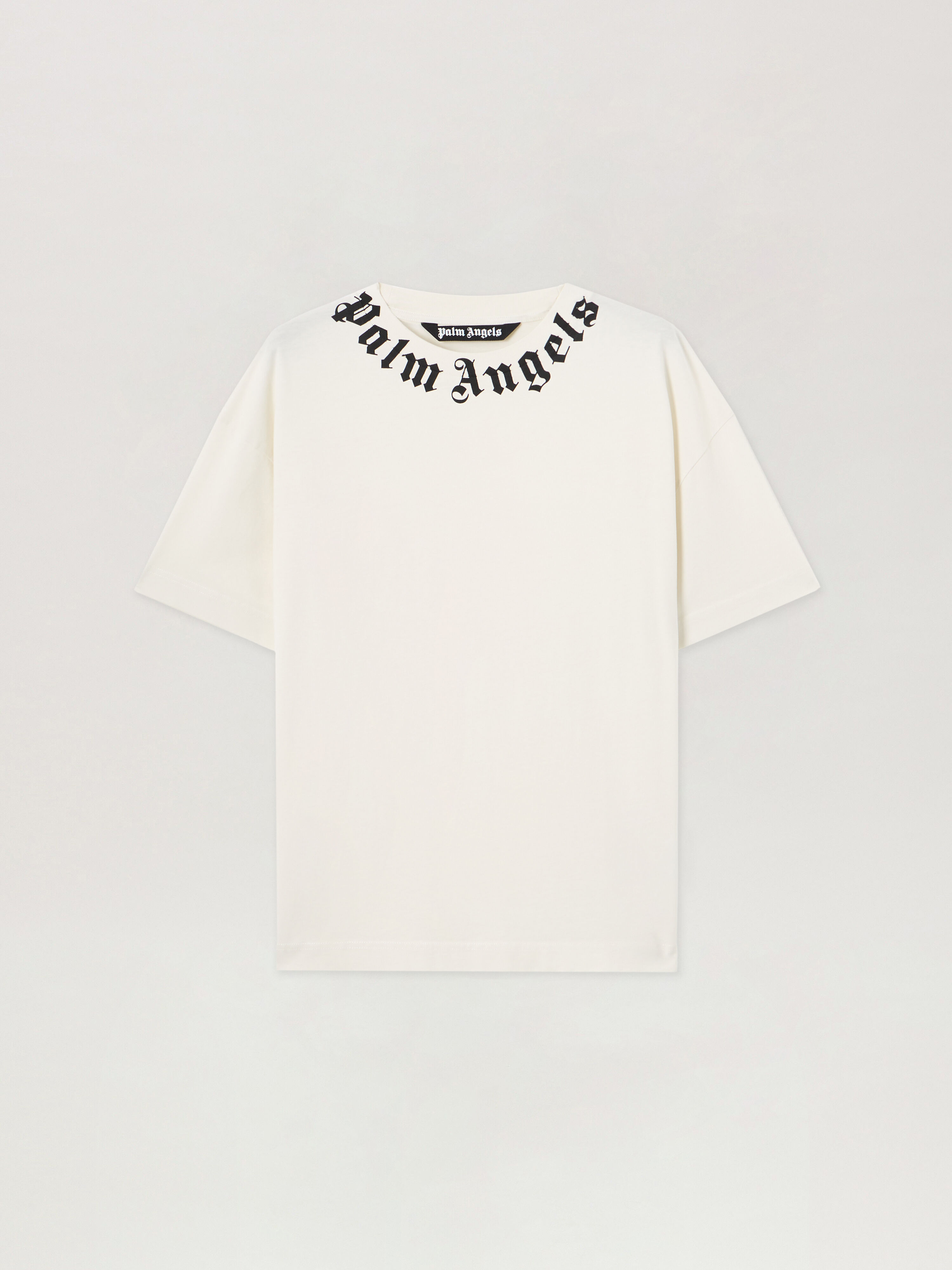 PALM ANGELS Neck Logo T-Shirt OFF WHITE BLACK PMAA109S26JER008