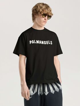 PALM ANGELS Palm Hills Regular T-Shirt BLACK - OFF WHITE PAMAA01W26JR18