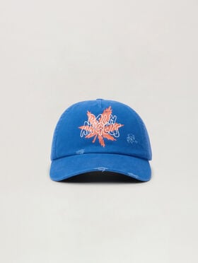 PALM ANGELS Palm Leaf Cap COBALT BLUE ORANGE PMLB104S26FAB00F