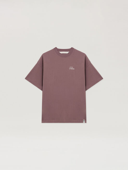 Palm Sway Loose T-Shirt PALM ANGELS Palm Sway Loose T-Shirt MAUVE - OFF WHITE PAWAA05F26JR01