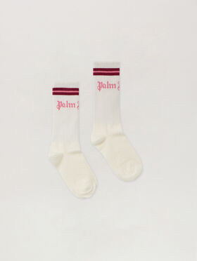 PALM ANGELS Pa Track High Socks Antique OFF WHITE - PGRA005F25KNI001