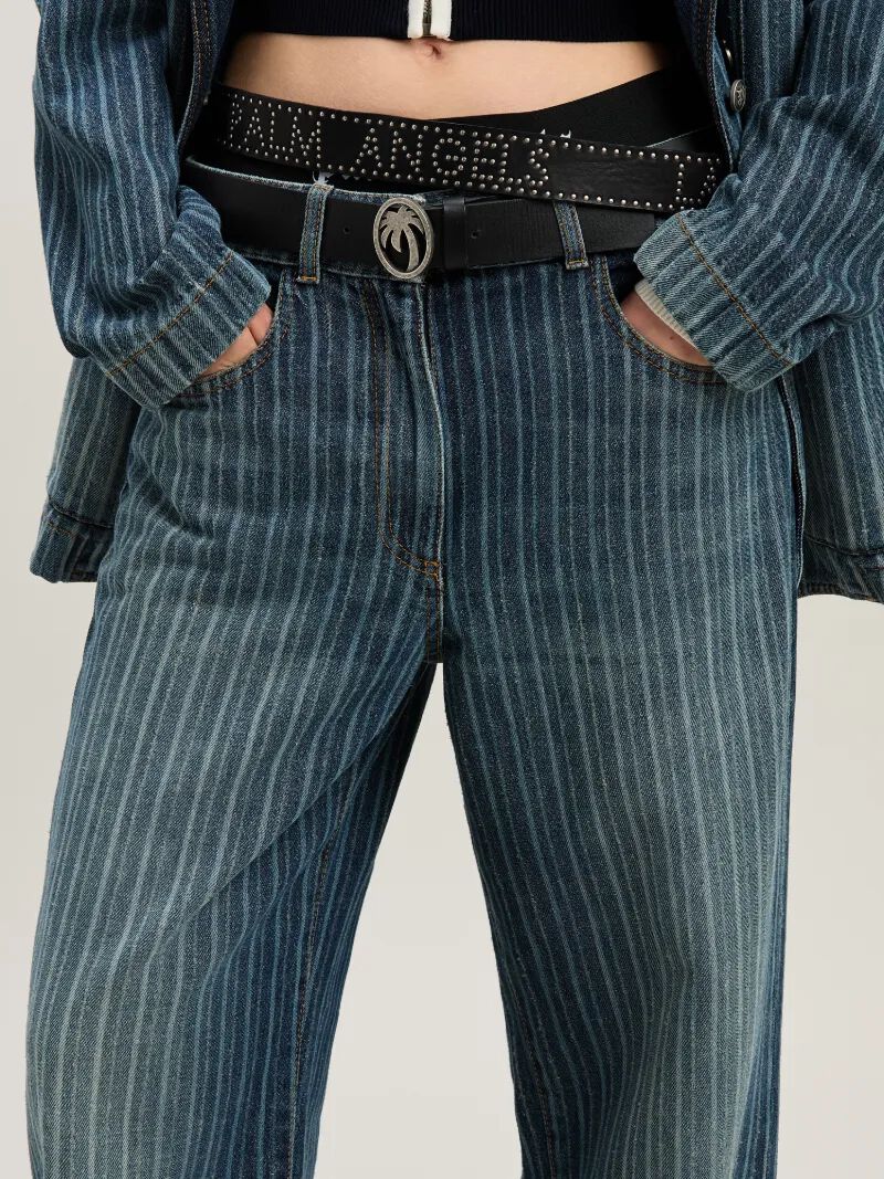 PALM ANGELS  Jeans mit Streifen LIGHT BLUE - WHITE PWYB041S25DEN001