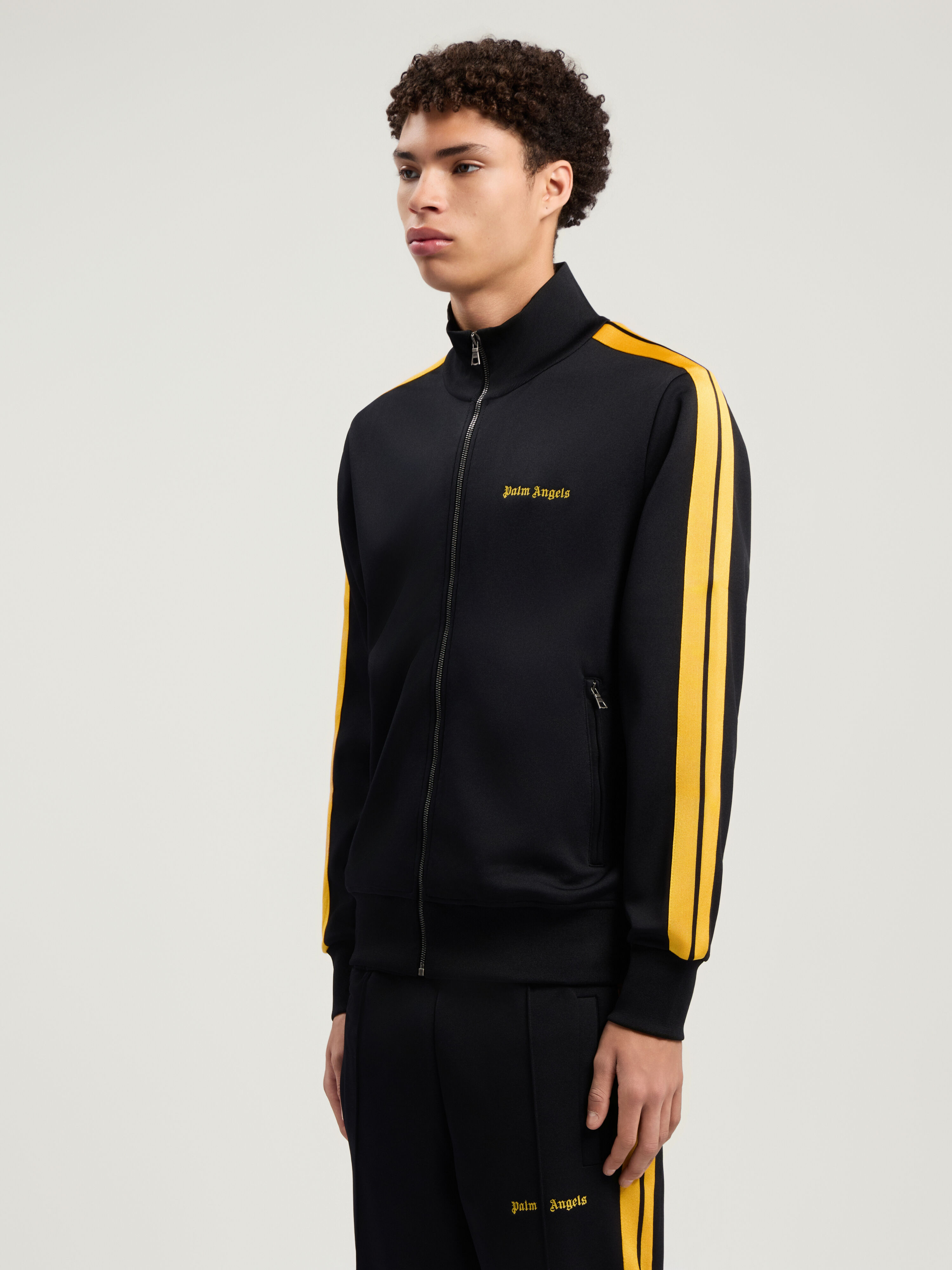 PALM ANGELS Classic Logo Track Jacket BLACK - YELLOW PMBD058F25FAB001