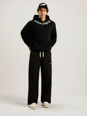 PALM ANGELS Neck Logo Regular Hoodie BLACK - OFF WHITE PAMBB03F26FL01