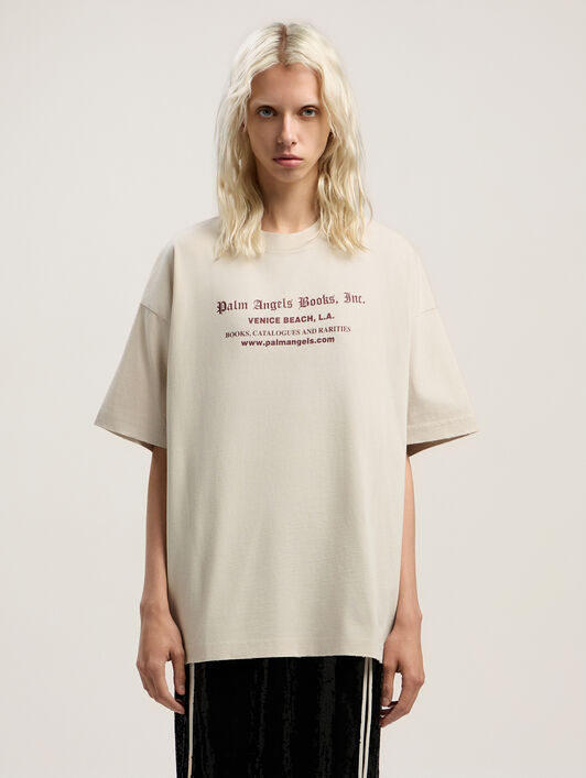 PALM ANGELS Book Club Loose Tee LIGHT GREY - BURGUNDY PWAA07BF25JER007