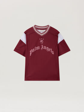 PALM ANGELS Team Palm Soccer Crop Tee S/S BRICK RED - PGAA015F25JER001