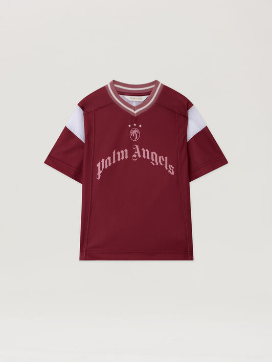 PALM ANGELS Team Palm Soccer Crop Tee S/S BRICK RED - PGAA015F25JER001
