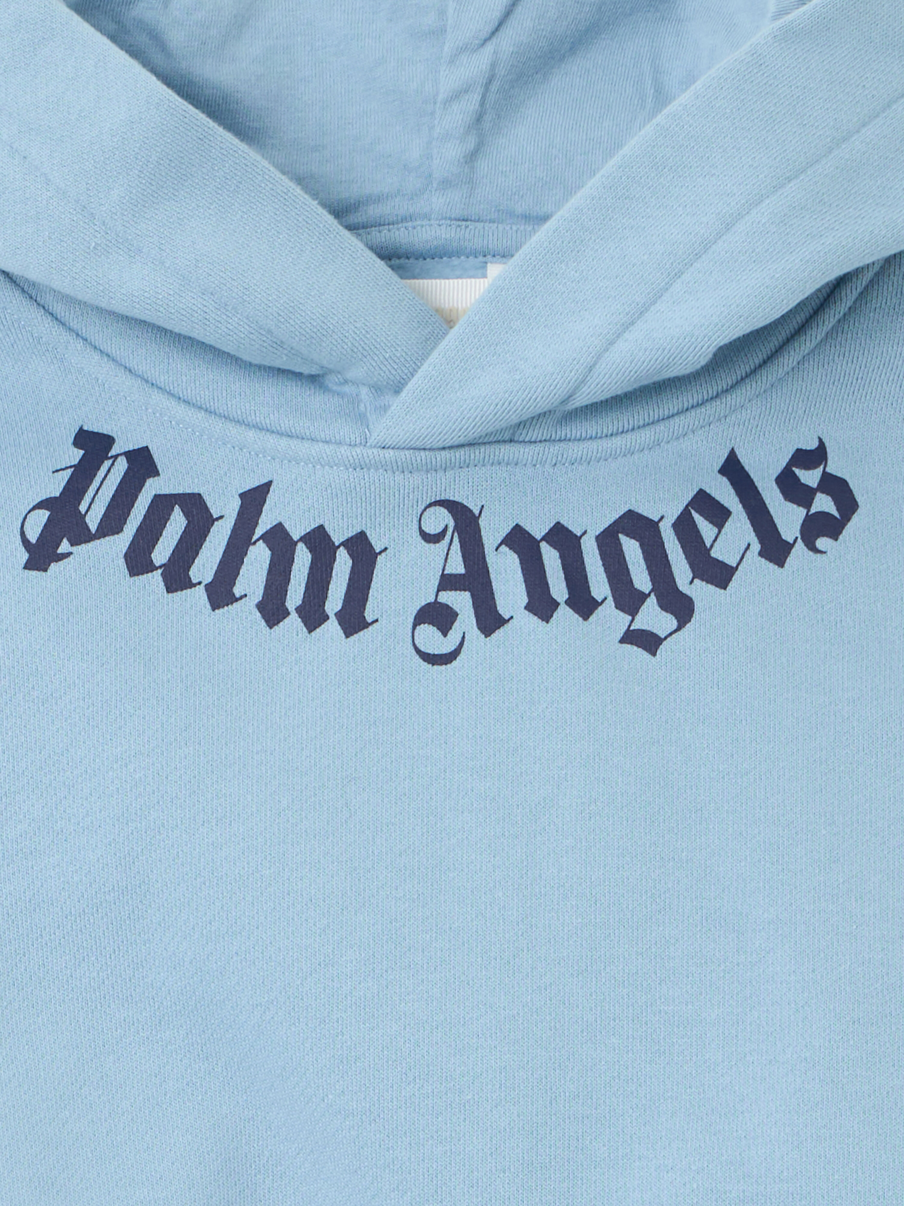 PALM ANGELS Neck Logo Reg.Hoodie LIGHT BLUE - BLACK PBBB012F25FLE001