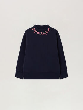PALM ANGELS Neck Logo Reg.Crewneck NAVY BLUE - PGBA013F25FLE002