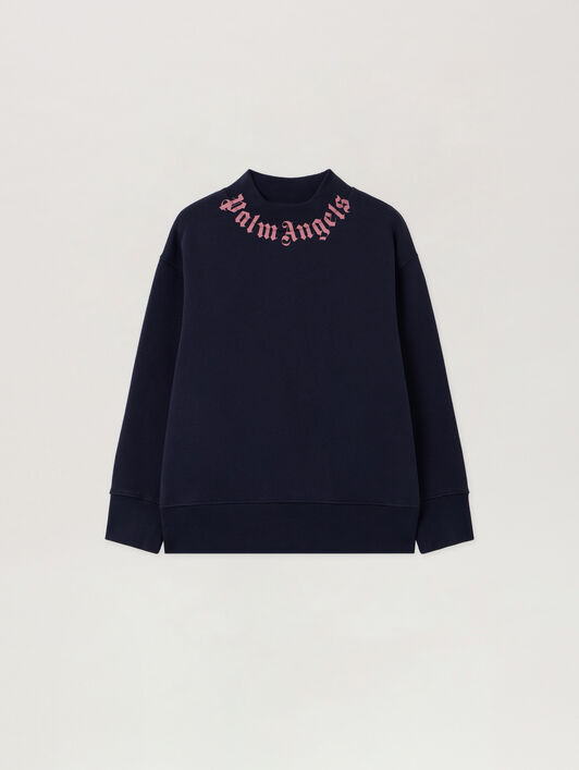 Neck Logo Reg.Crewneck PALM ANGELS Neck Logo Reg.Crewneck NAVY BLUE - PGBA013F25FLE002