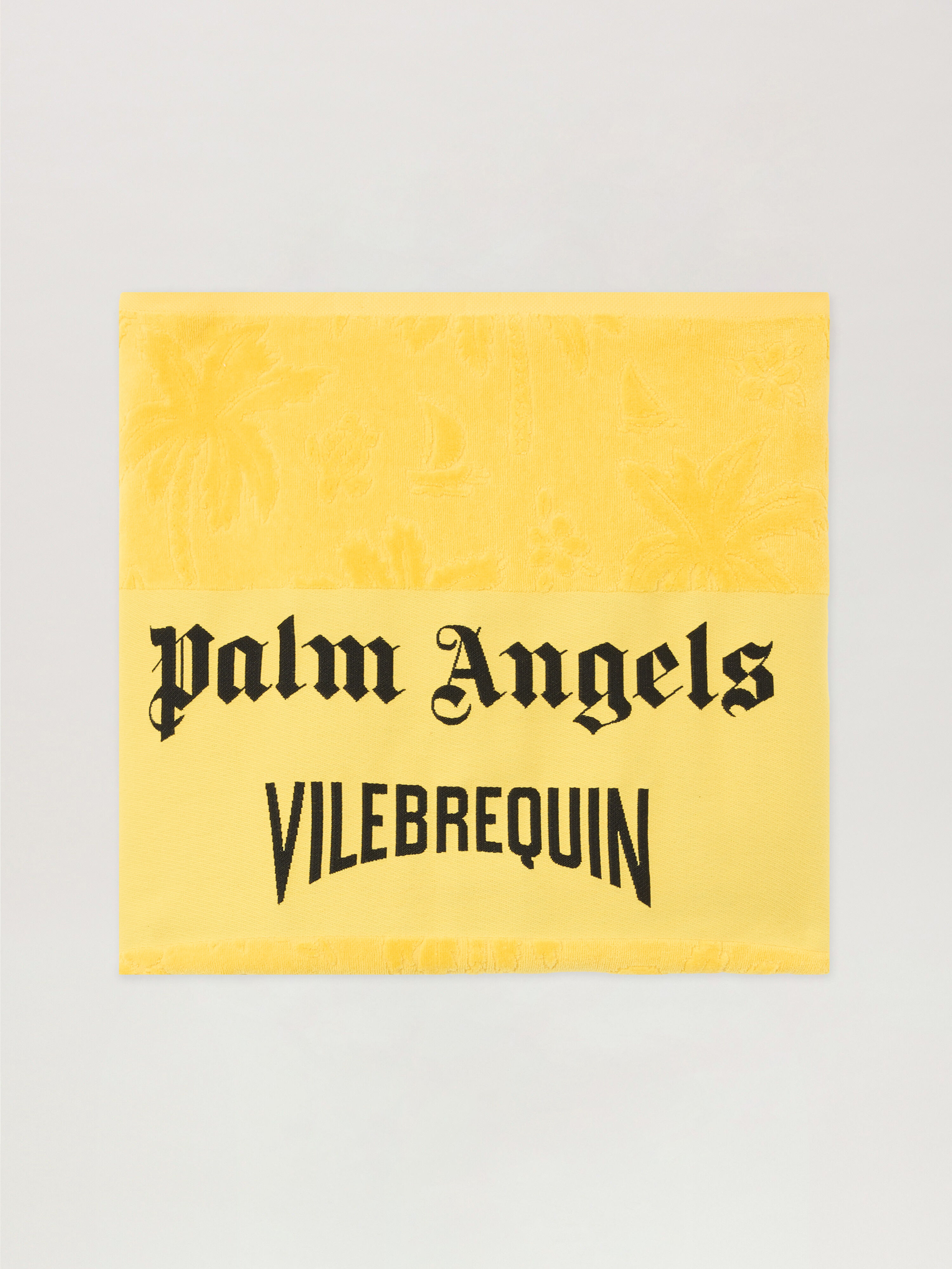 PALM ANGELS Patterned Jacquard Beach Towel YELLOW - BLACK PMRF005F25FAB001