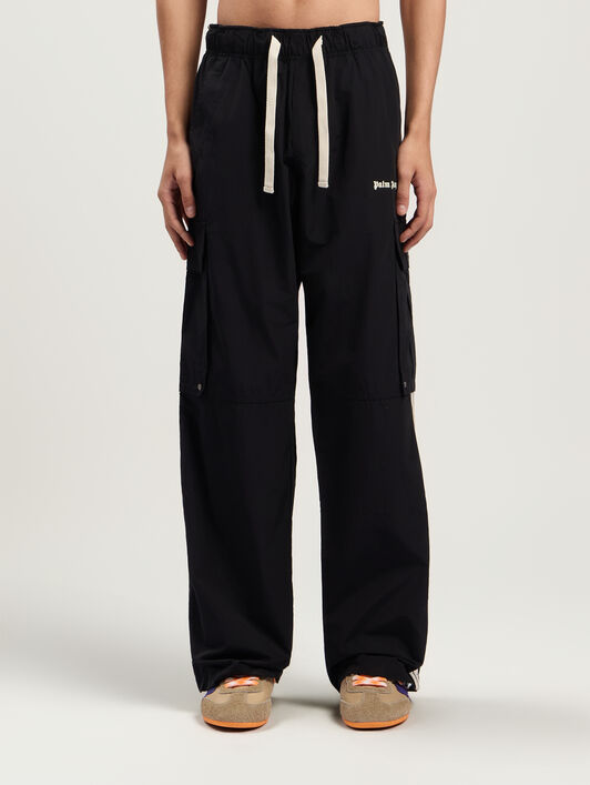PALM ANGELS Classic Logo Cargo Pants BLACK - OFF WHITE PMCF039F25FAB001