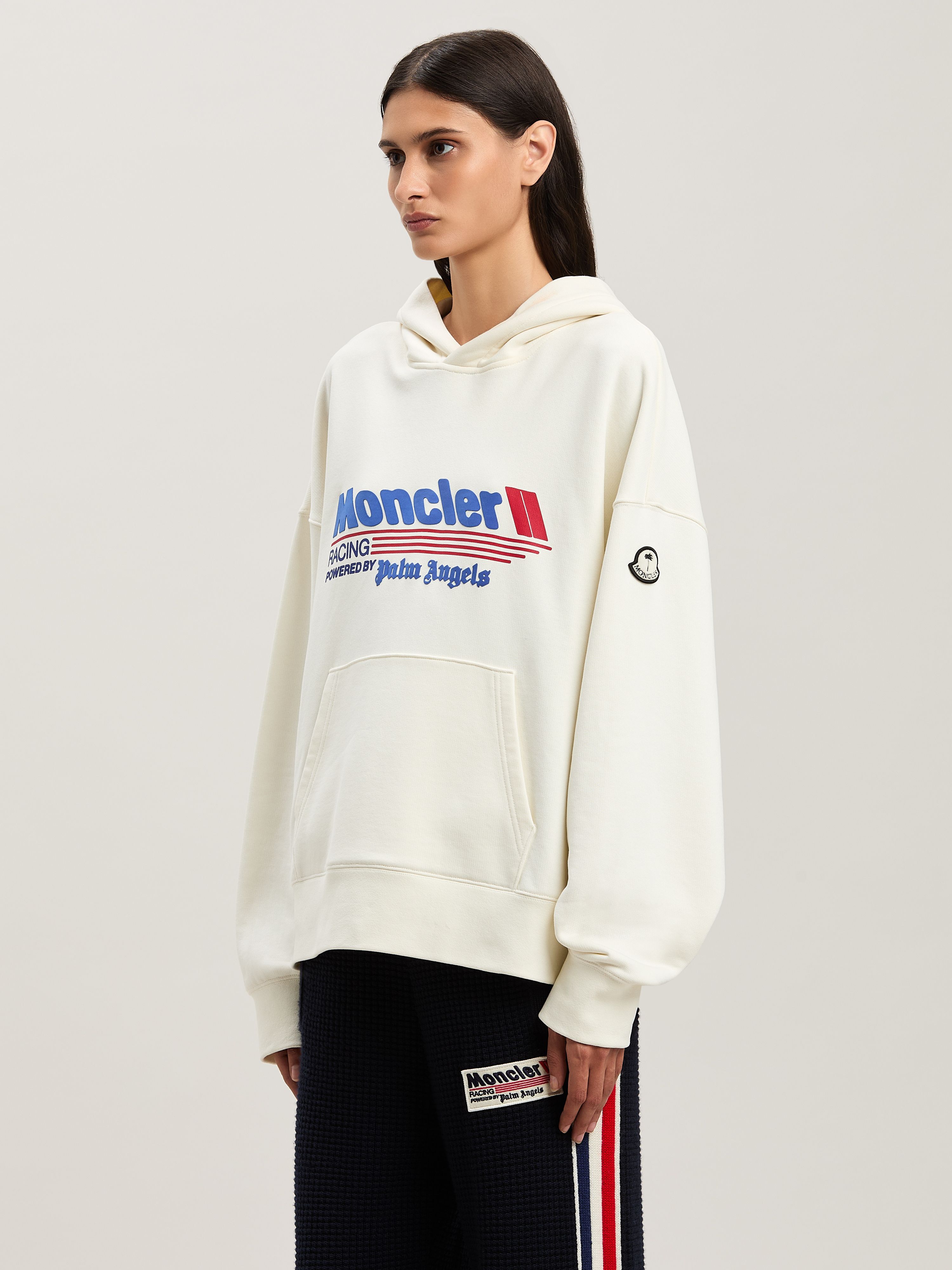 PALM ANGELS  Racing Hoodie Moncler x Palm Angels WHITE - BLUE PMBA08DT25FLE001