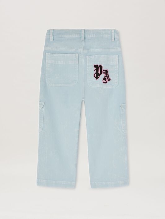 PALM ANGELS  Marble cargo pants LIGHT BLU ROSE PINK PGCF004S25FAB002