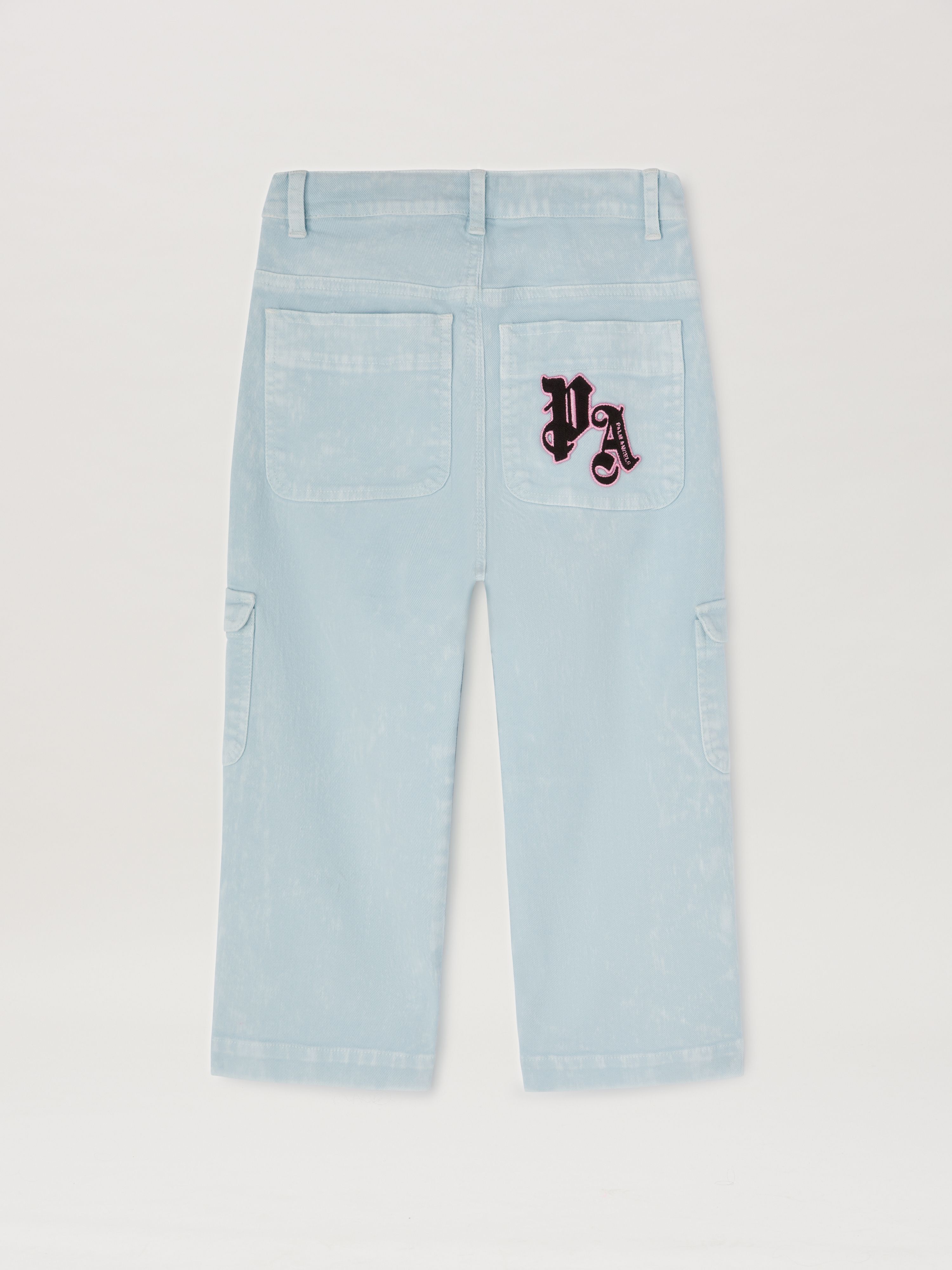 PALM ANGELS  Marble cargo pants LIGHT BLU ROSE PINK PGCF004S25FAB002