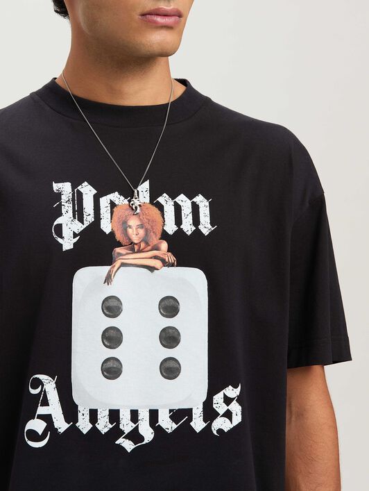 PALM ANGELS  Pin up T-shirt BLACK - OFF WHITE PMAA001S25JER00B