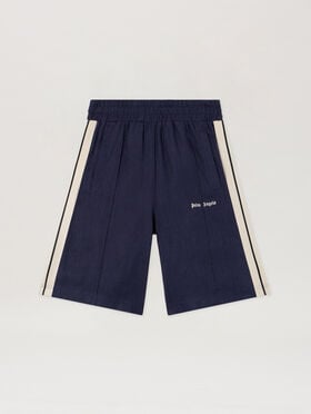 PALM ANGELS Classic Logo Track Shorts NAVY BLUE OFF WHITE PMCB05CS26FAB001