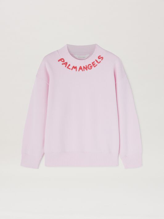 PALM ANGELS  Block Logo Sweatshirt ROSE PINK CHERRY PGBA013S25FLE002