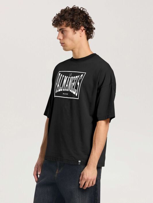 Vintage Box Logo Loose T-Shirt PALM ANGELS Vintage Box Logo Loose T-Shirt BLACK - OFF WHITE PAMAA03F26JR04