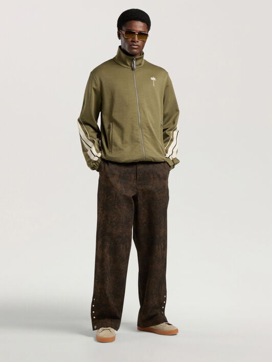 Palm Tree Striped Track Jacket PALM ANGELS Palm Tree Striped Track Jacket OLIVE GREEN - OFF WHITE PAMBD06W26FB01