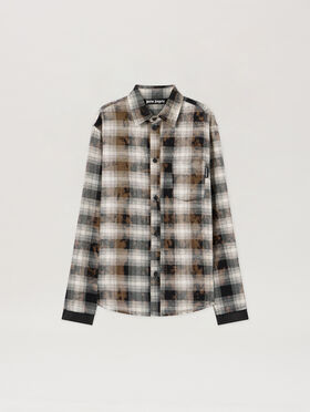 PALM ANGELS Classic Logo Check Shirt BLACK OFF WHITE PMGE04DS26FAB001