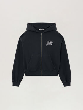 PALM ANGELS Palm Leaf Loose Zip Hoodie BLACK MULTICOLOR PMBE02HS26FLE001