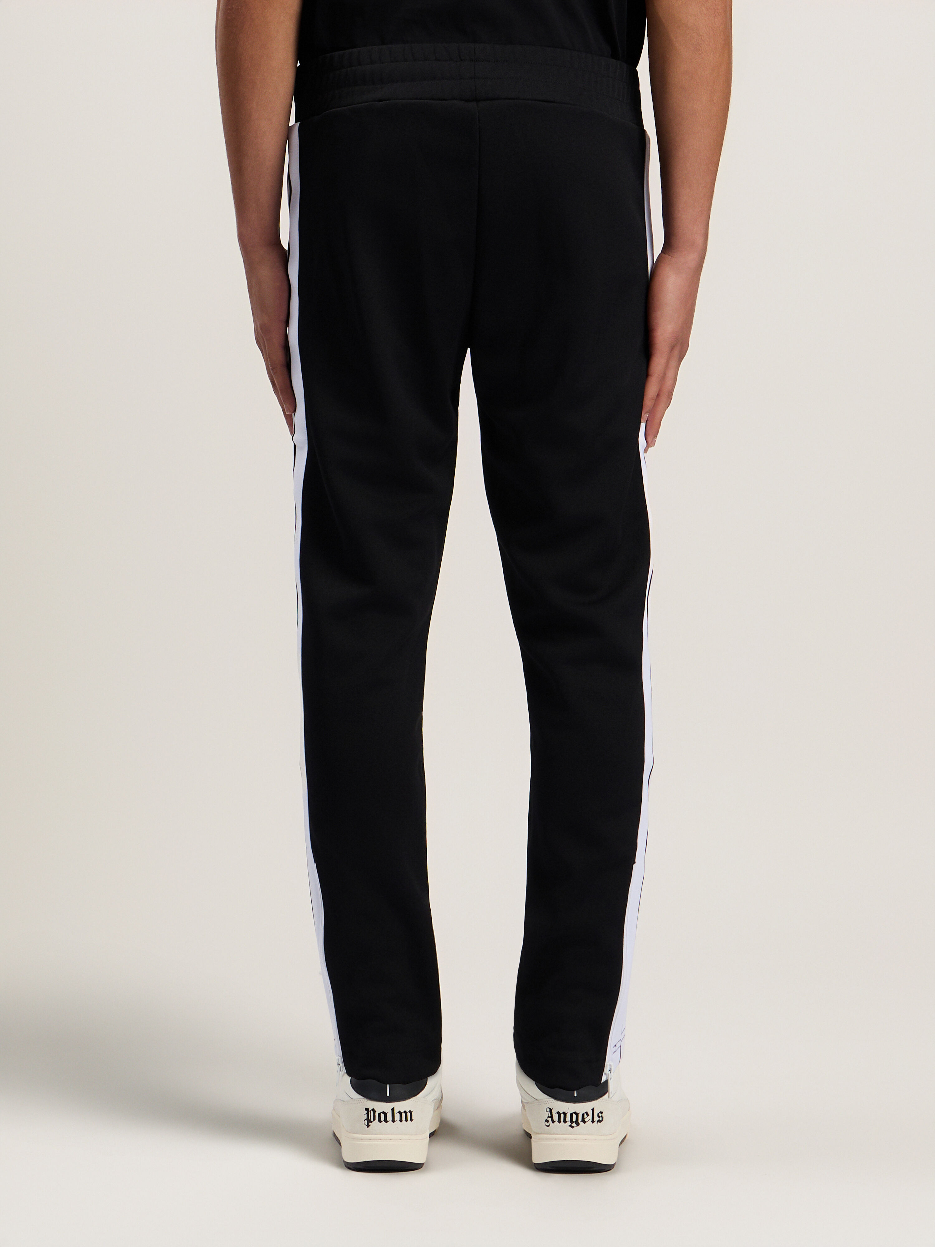 PALM ANGELS Slim Track Pants BLACK WHITE PMCJ005C99FAB002