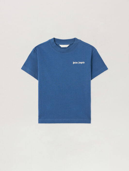 PALM ANGELS Logo. T-Shirt BLU/BLUE PBAA003S26JER002