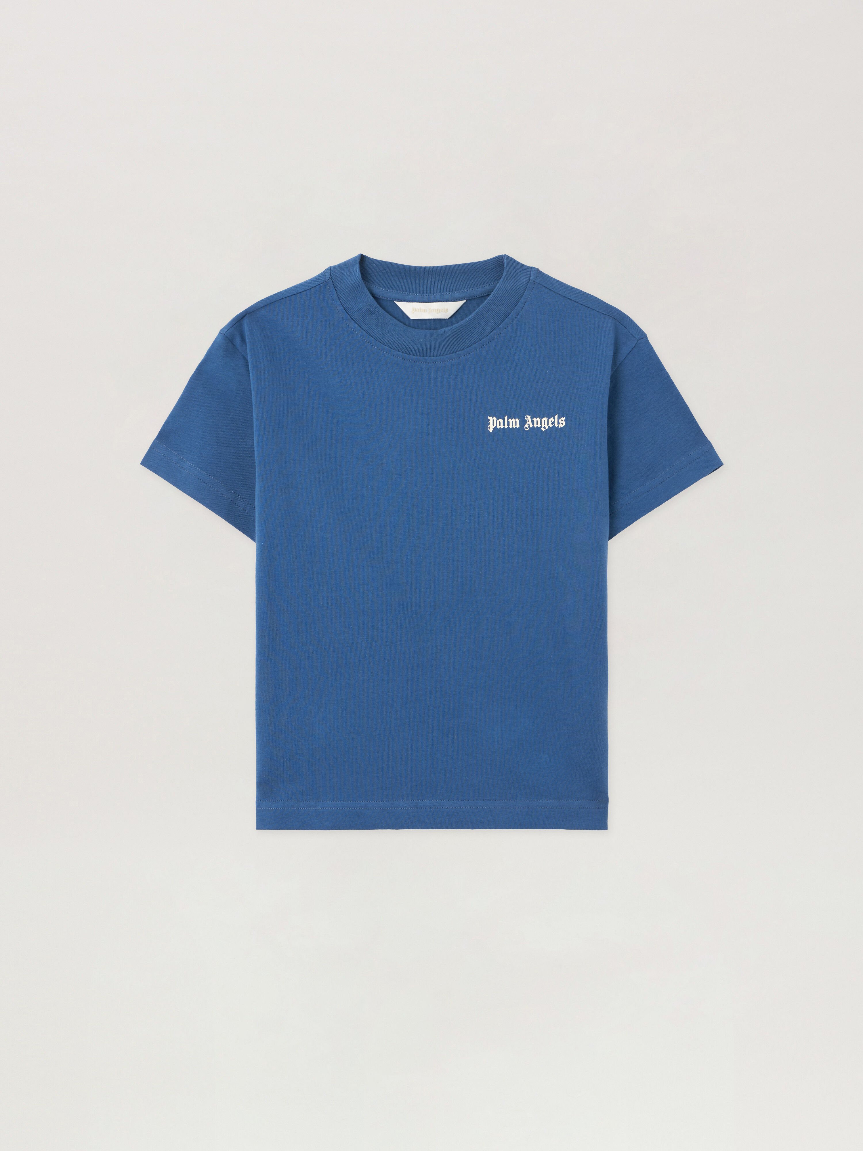 PALM ANGELS Logo. T-Shirt BLU/BLUE PBAA003S26JER002