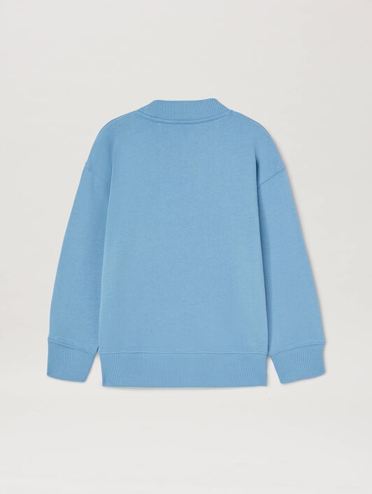PALM ANGELS  SWEATSHIRT MIT GESCHWUNGENEM LOGO DUSTY BLUE OFF WHITE PBBA012C99FLE003