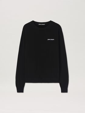 PALM ANGELS  Strickpullover mit eingesticktem Logo IVORY - BLACK PMBA080S25FLE002