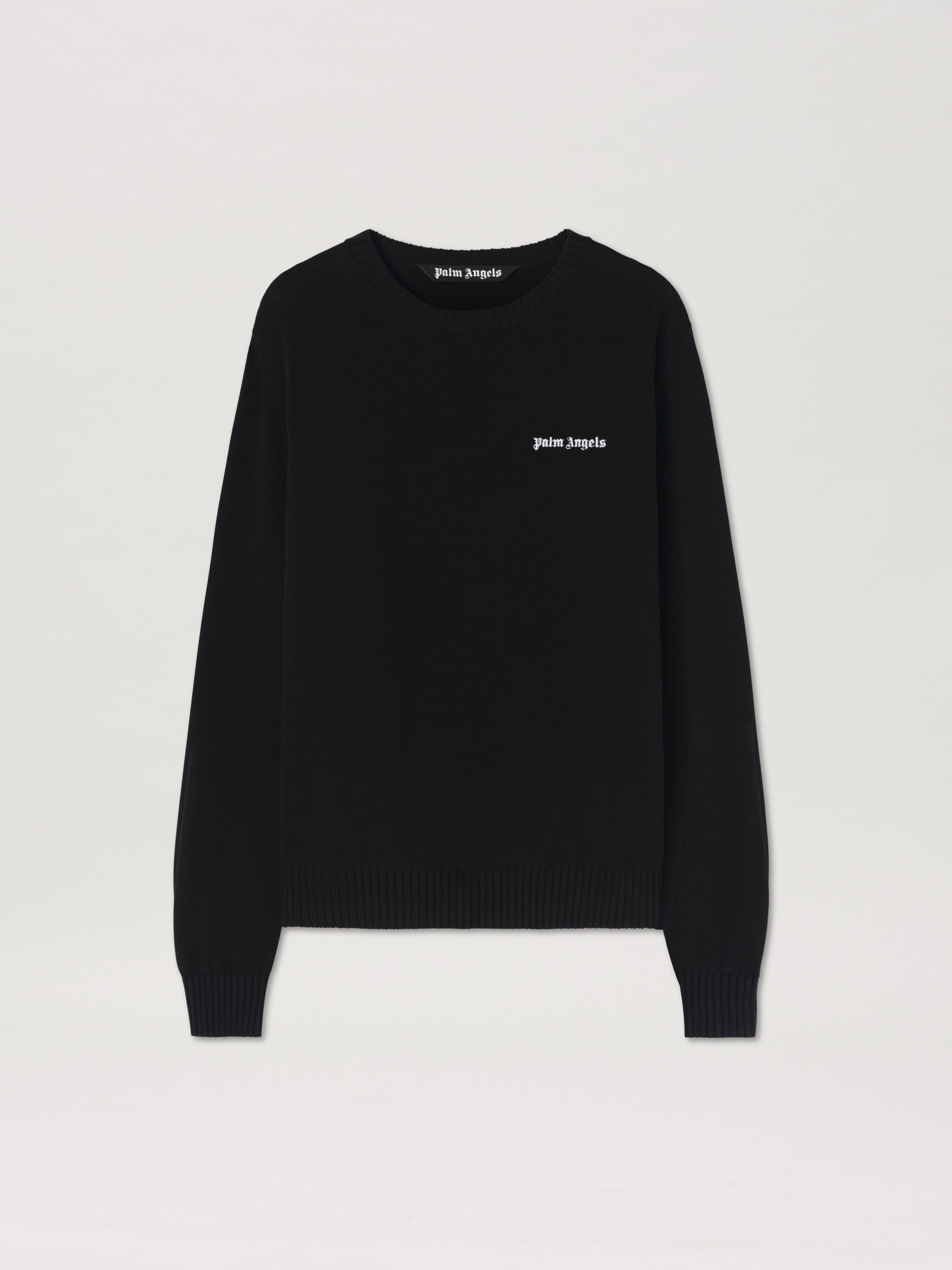 PALM ANGELS  Strickpullover mit eingesticktem Logo BLACK - OFF WHITE PMHE027C99KNI002