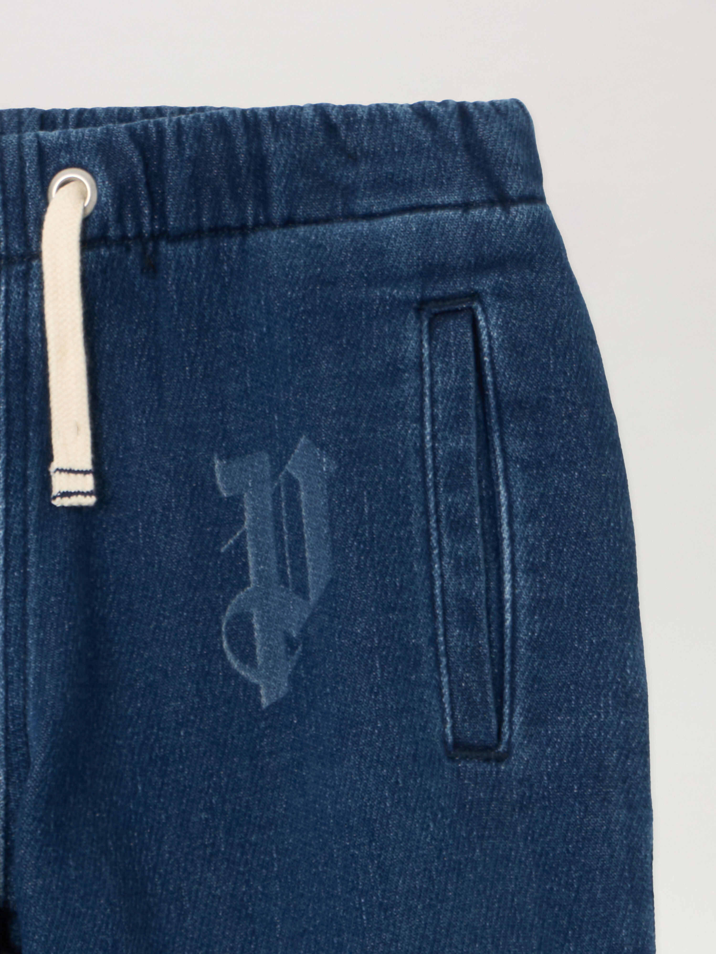 PALM ANGELS Pa Letters Washed Wide Pant MEDIUM BLUE - LIGHT BLUE PGCH009F25DEN001
