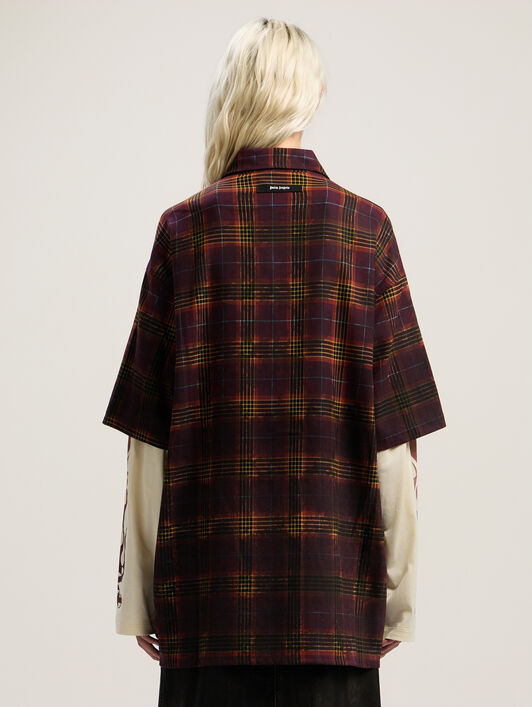 Overdyed Check Flames Shirt PALM ANGELS Overdyed Check Flames Shirt BURGUNDY - MULTICOLOR PWGE027F25FAB001
