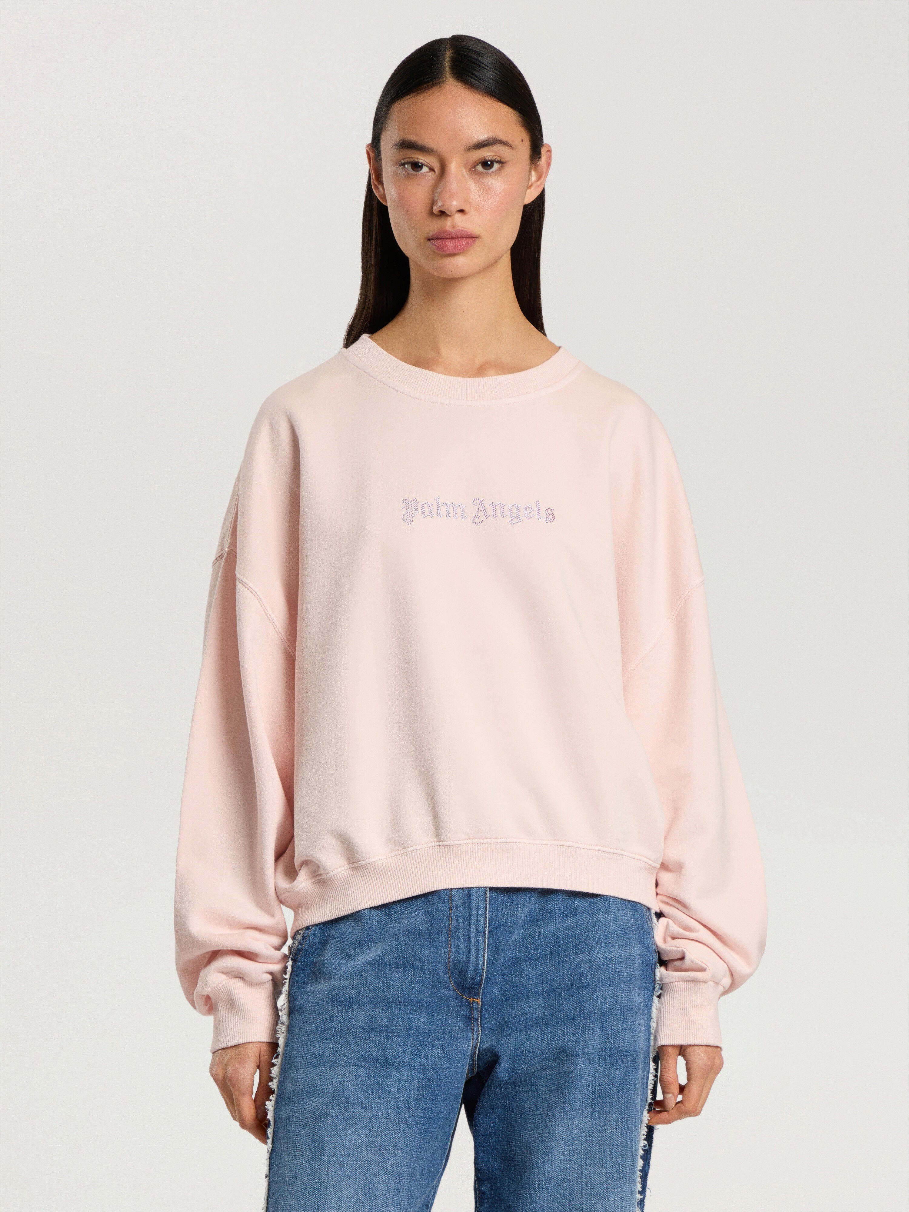 Stud Logo Crew PALM ANGELS Stud Logo Crew ROSE PINK - OFF WHITE PAWBA03F26FL03