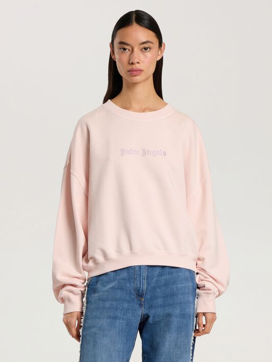 Stud Logo Crew PALM ANGELS Stud Logo Crew ROSE PINK - OFF WHITE PAWBA03F26FL03