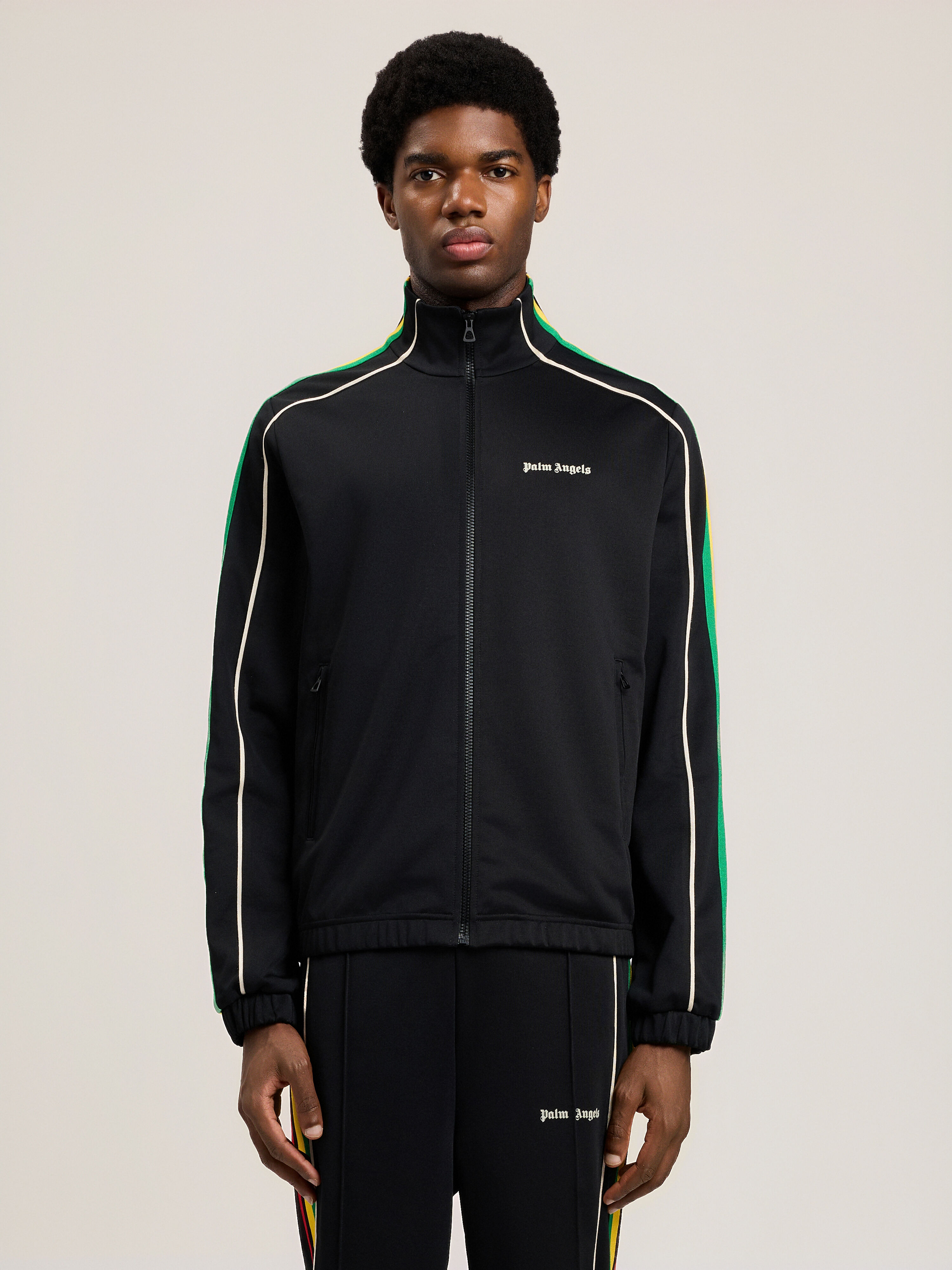 PALM ANGELS Classic Logo Vintage Track Jacket BLACK OFF WHITE PMBD08NS26FAB002