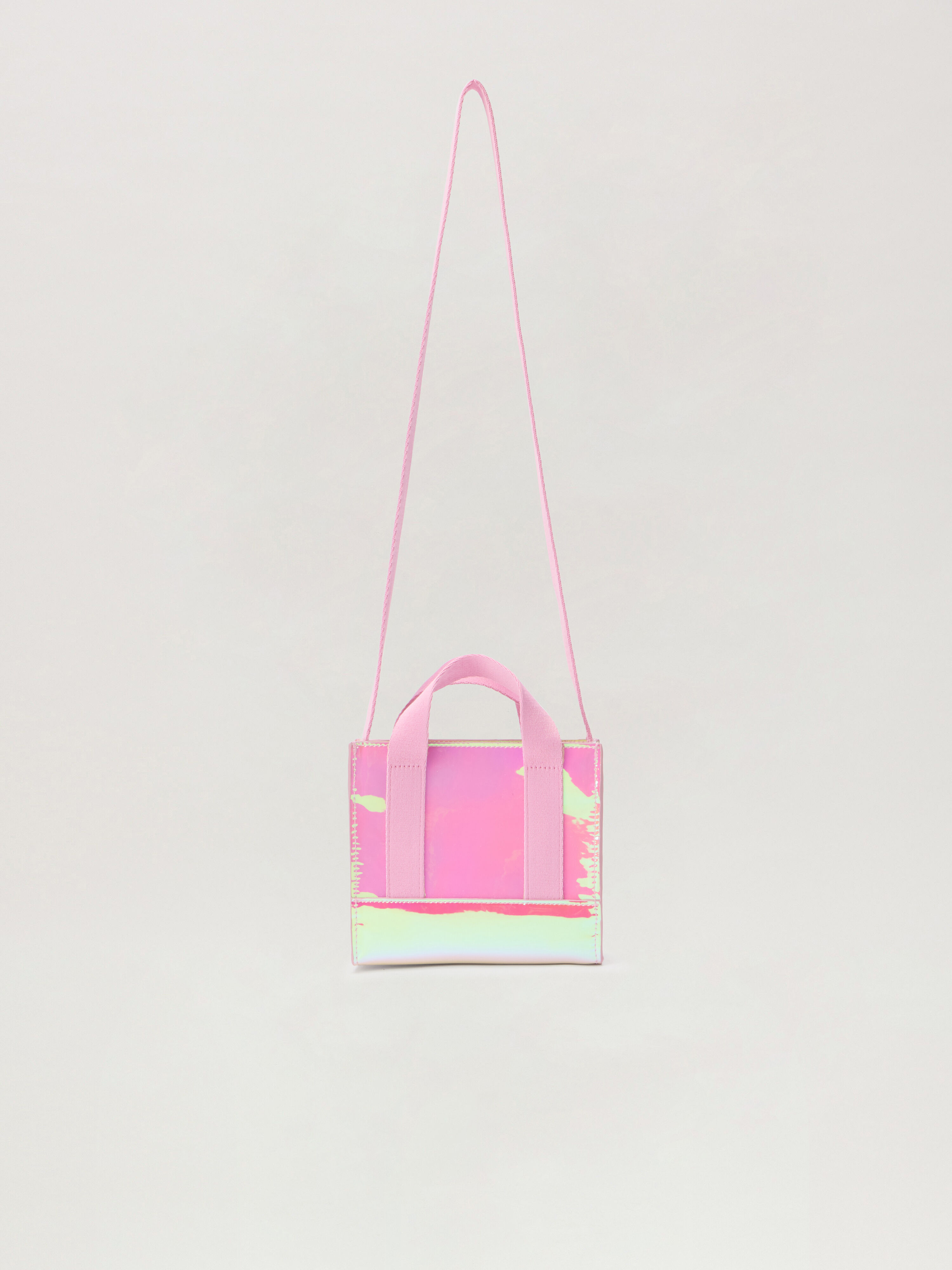 PALM ANGELS Palm Angels Shiny Mini Tote PEARL ROSE BLACK PGNA003F25FAB001