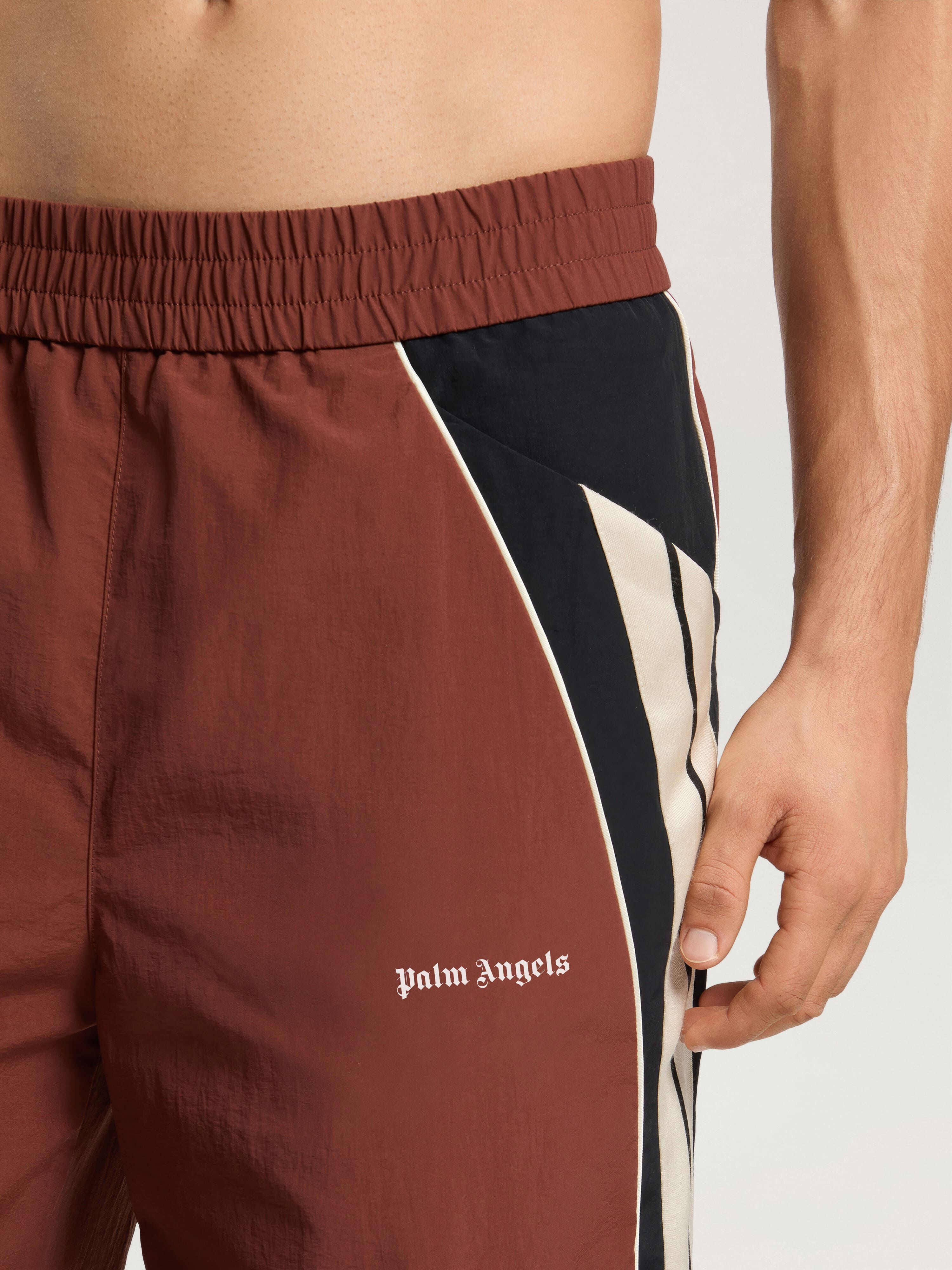 Hollywood Nylon Track Pants PALM ANGELS Hollywood Nylon Track Pants BROWN - BLACK PAMCA02F26FB01