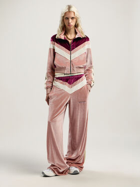 PALM ANGELS Colorblock Chenille Track Pants SOFT PINK - BURGUNDY PWCJ038F25FAB001