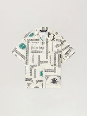 PALM ANGELS Pa Dollar Bowl Shirt IVORY - BLACK PMGG00DF25FAB003