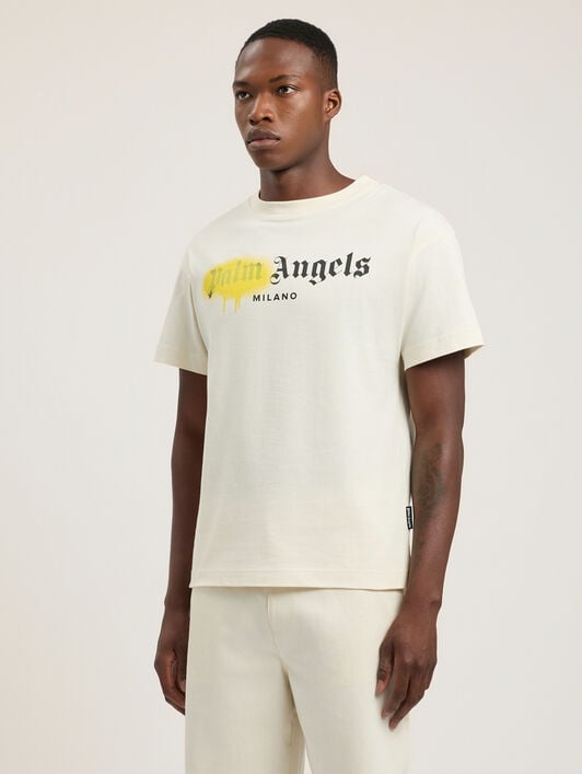 Spray City Milan T-Shirt PALM ANGELS Spray City Milan T-Shirt OFF White/Yellow PMAA109T26JER004